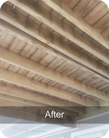 under deck after power wash obx